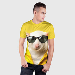 Футболка спортивная мужская Ля какая модная крыса на желтом, цвет: 3D-принт — фото 2