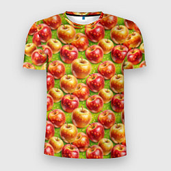 Футболка спортивная мужская Вкусные яблоки паттерн, цвет: 3D-принт