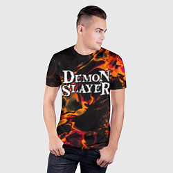 Футболка спортивная мужская Demon Slayer red lava, цвет: 3D-принт — фото 2