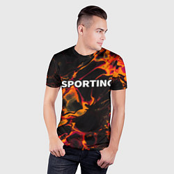 Футболка спортивная мужская Sporting red lava, цвет: 3D-принт — фото 2