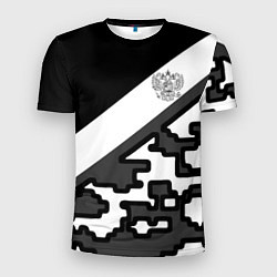 Футболка спортивная мужская Россия камуфляж текстура, цвет: 3D-принт