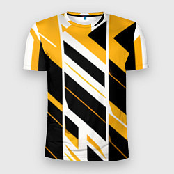 Футболка спортивная мужская Black and yellow stripes on a white background, цвет: 3D-принт