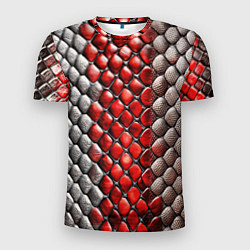 Футболка спортивная мужская Змеиная объемная текстурная красная шкура, цвет: 3D-принт