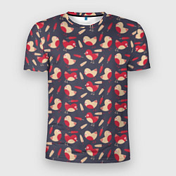 Мужская спорт-футболка Паттерн с птицами и перьями