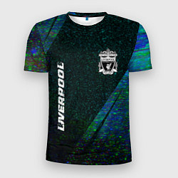 Мужская спорт-футболка Liverpool glitch blue