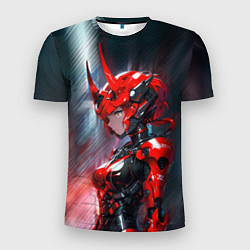Футболка спортивная мужская Девушка в кибернетической броне с рогами, цвет: 3D-принт