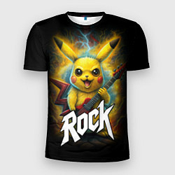 Мужская спорт-футболка Пикачу рокер с электрогитарой