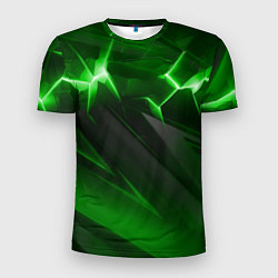 Мужская спорт-футболка Яркая зеленая объемная абстракция