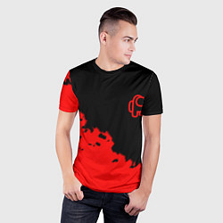 Футболка спортивная мужская Among us красные краски, цвет: 3D-принт — фото 2