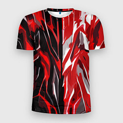 Мужская спорт-футболка Красная абстракция на чёрно-белом фоне