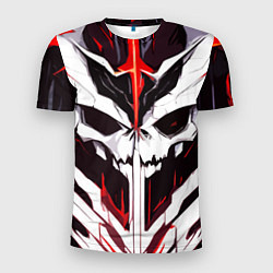 Мужская спорт-футболка Абстрактный белый череп и красные полосы