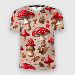 Мужская спорт-футболка Грибные шляпки мухоморов