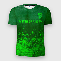 Футболка спортивная мужская System of a Down - green gradient посередине, цвет: 3D-принт