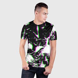 Футболка спортивная мужская Краски глитч неон, цвет: 3D-принт — фото 2