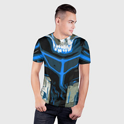 Футболка спортивная мужская Blue stripes on a black and white background, цвет: 3D-принт — фото 2