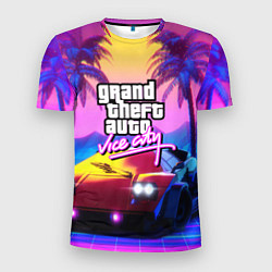 Футболка спортивная мужская Vice city retro wave Lambo, цвет: 3D-принт