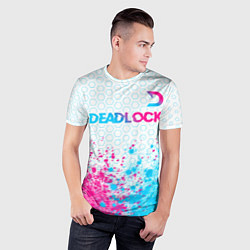 Футболка спортивная мужская Deadlock neon gradient style посередине, цвет: 3D-принт — фото 2