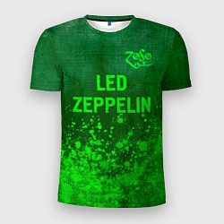 Футболка спортивная мужская Led Zeppelin - green gradient посередине, цвет: 3D-принт