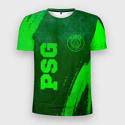 Мужская спорт-футболка PSG - green gradient вертикально