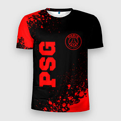 Мужская спорт-футболка PSG - red gradient вертикально