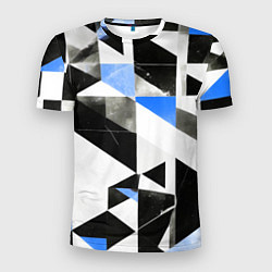 Футболка спортивная мужская Black and blue abstraction on a white background, цвет: 3D-принт