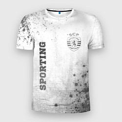 Мужская спорт-футболка Sporting - white gradient вертикально