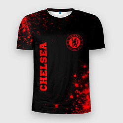 Мужская спорт-футболка Chelsea - red gradient вертикально