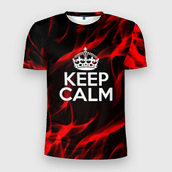 Футболка спортивная мужская Keep calm flame red, цвет: 3D-принт