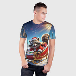 Футболка спортивная мужская Енот на санях, цвет: 3D-принт — фото 2