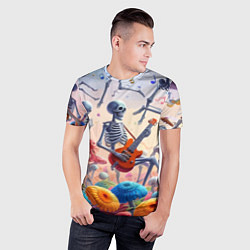Футболка спортивная мужская Соло скелета на гитаре - сюрреализм, цвет: 3D-принт — фото 2