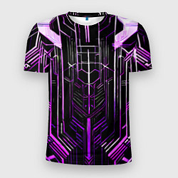 Мужская спорт-футболка Purple lines on a black background