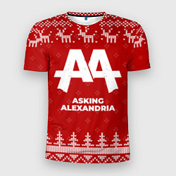 Футболка спортивная мужская Новогодний Asking Alexandria с оленями, цвет: 3D-принт