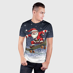 Футболка спортивная мужская Санта катается на скейте, цвет: 3D-принт — фото 2