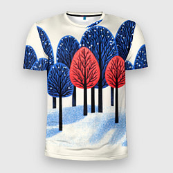 Мужская спорт-футболка Красно-синие елки