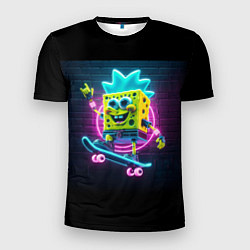 Футболка спортивная мужская Sponge Bob on a skateboard - ai art fantasy, цвет: 3D-принт