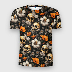 Футболка спортивная мужская Маки и черепа, цвет: 3D-принт
