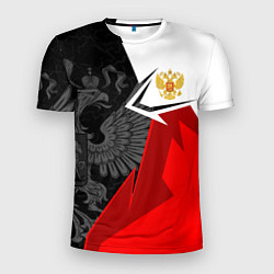 Футболка спортивная мужская Герб России - красно-белый, цвет: 3D-принт