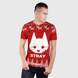 Футболка спортивная мужская Новогодний Stray с оленями, цвет: 3D-принт — фото 2