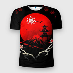 Футболка спортивная мужская Japan red black nature, цвет: 3D-принт