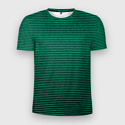Футболка спортивная мужская Зелёный текстурированный в чёрную полоску, цвет: 3D-принт