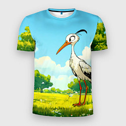 Футболка спортивная мужская Аист в лесу, цвет: 3D-принт