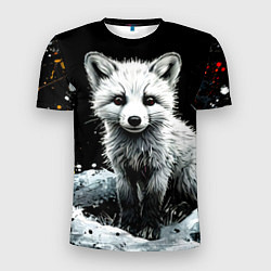 Футболка спортивная мужская Песец на черном, цвет: 3D-принт