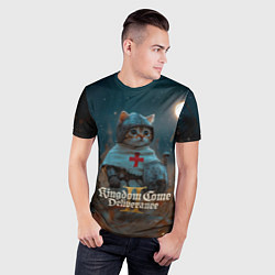 Футболка спортивная мужская Kingdom Come Deliverance 2 рыцарь котенок, цвет: 3D-принт — фото 2