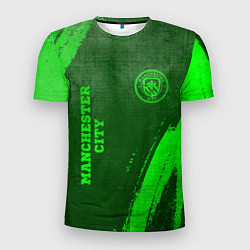 Мужская спорт-футболка Manchester City - green gradient вертикально