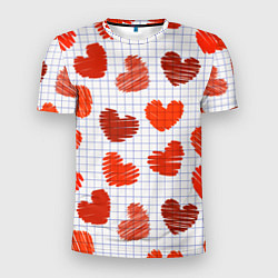 Футболка спортивная мужская Сердца на бумаге, цвет: 3D-принт
