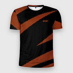 Мужская спорт-футболка Sport чёрно-оранжевый абстрактный полосы