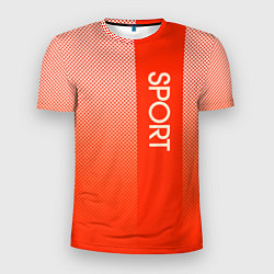 Мужская спорт-футболка Sport красно-оранжевый с вертикальной полосой