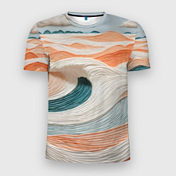 Футболка спортивная мужская Персиковые волны, цвет: 3D-принт