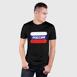 Футболка спортивная мужская Флаг России на чёрном с надписью, цвет: 3D-принт — фото 2