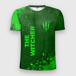 Мужская спорт-футболка The Witcher - green gradient вертикально